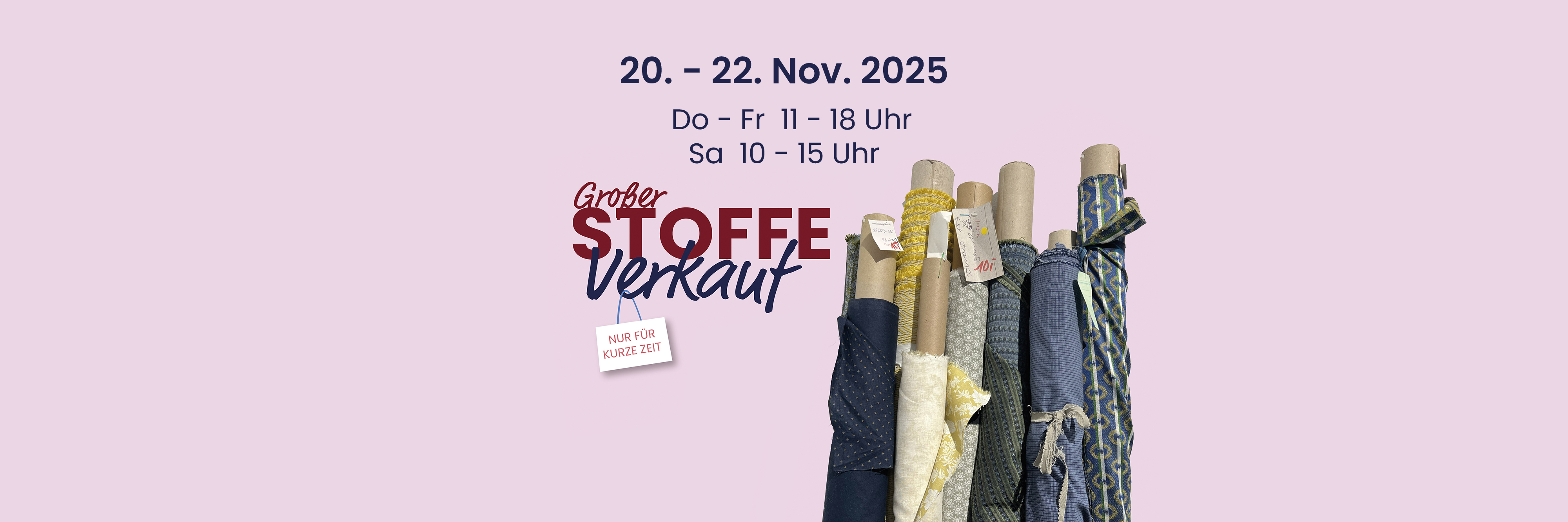 Grafik zum Stofflagerverkauf von Rockmacherin 20.-22. November